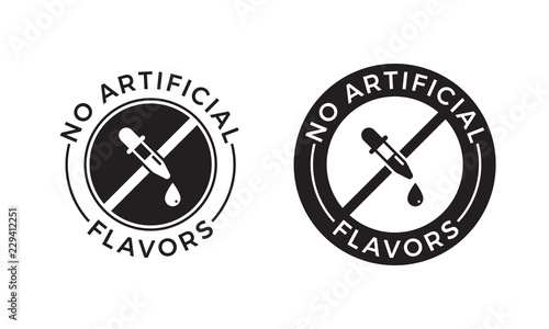 No artificial colors and dyes icon for skin and body care product. Medical eyedropper vector symbol for cosmetic or food with no artificial color or dye