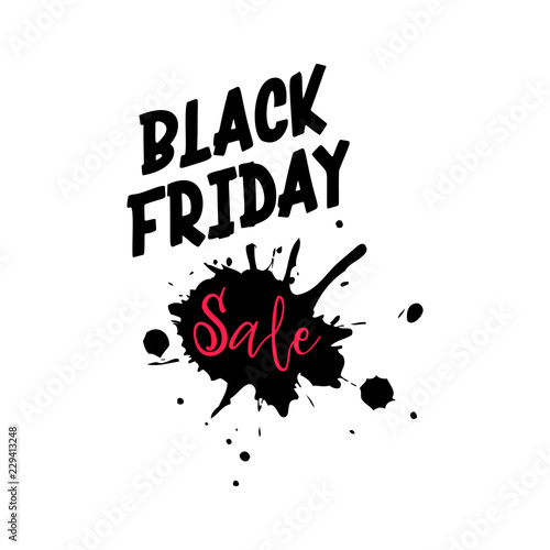 Black Friday. Calligraphic handmade lettering . Advertising Poster design. Sale Discount banners, labels, prints posters, web presentation. Vector illustration.