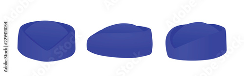 Blue stewardess hat. vector illustration