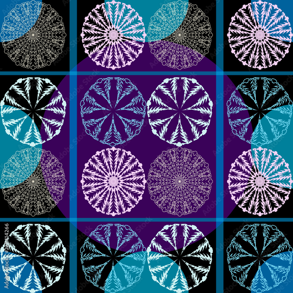 Vector seamless abstract multicolored christmas background with snowflakes