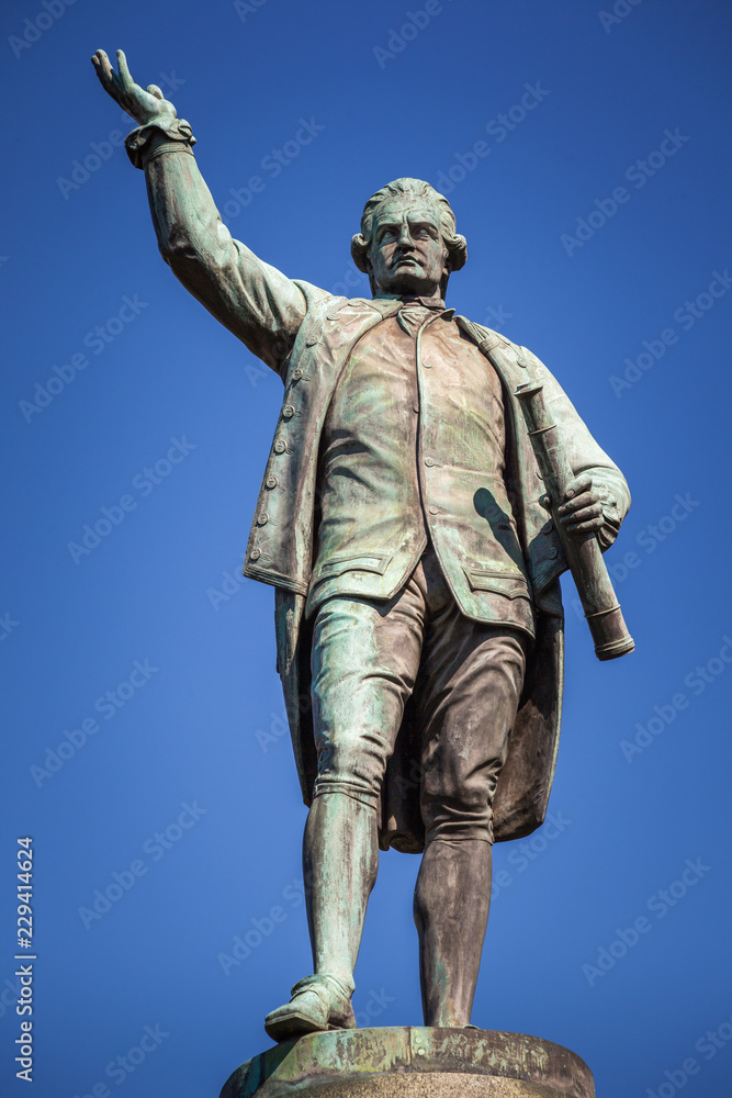 The statue of Captain James Cook in Hyde Park, Sydney, Australia