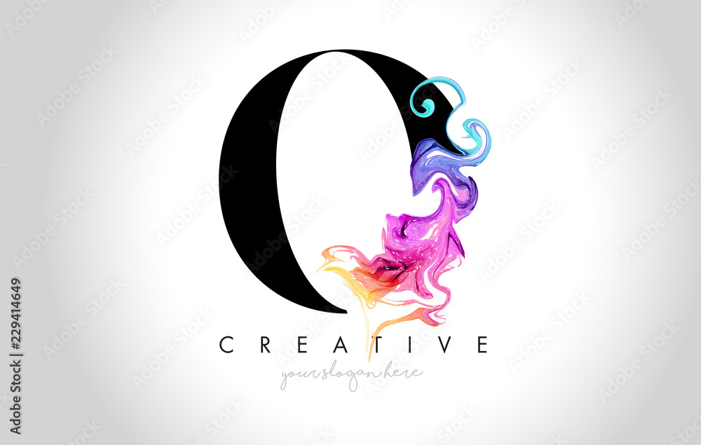 O Vibrant Creative Leter Logo Design with Colorful Smoke Ink Flowing ...