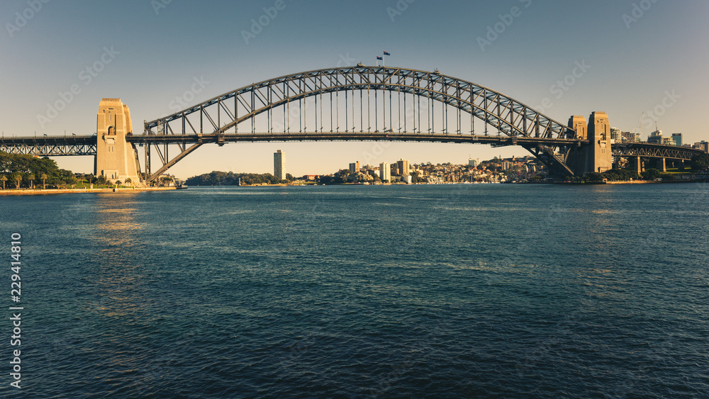 Naklejka premium The Harbour Bridge and the bay of Sydney, Sydney, Australia