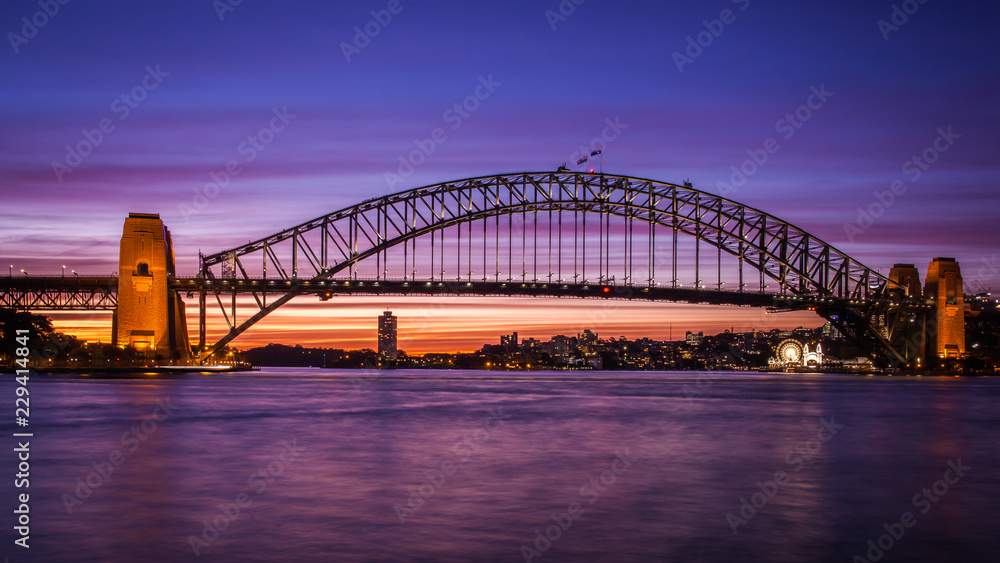 The Sydney Harbour Bridge at twilight, Sysdney, Australia