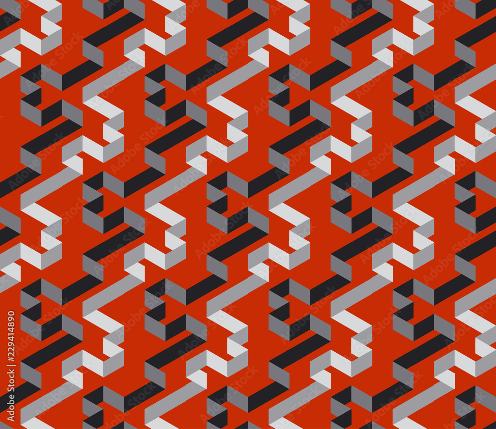 Black and red geometric stripe labyrinth seamless pattern Black and red geometric stripe labyrinth seamless pattern