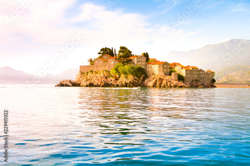 View of St. Stephen's Island from the Sea, Budva photo