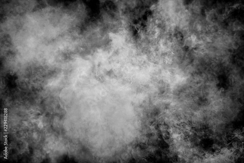 The texture of smoke, steam, fog for creativity and design in black and white_