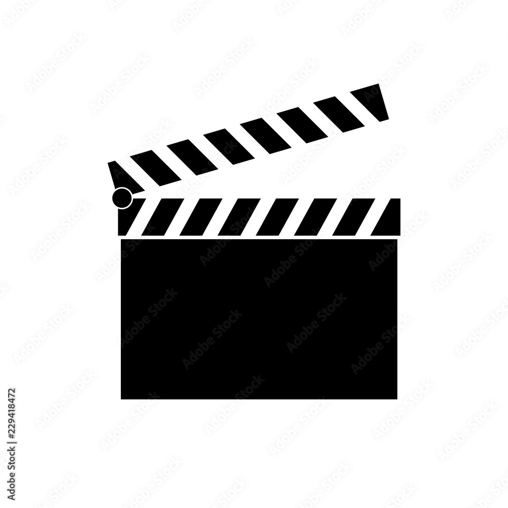 Movie clapper board icon , logo on white background , video