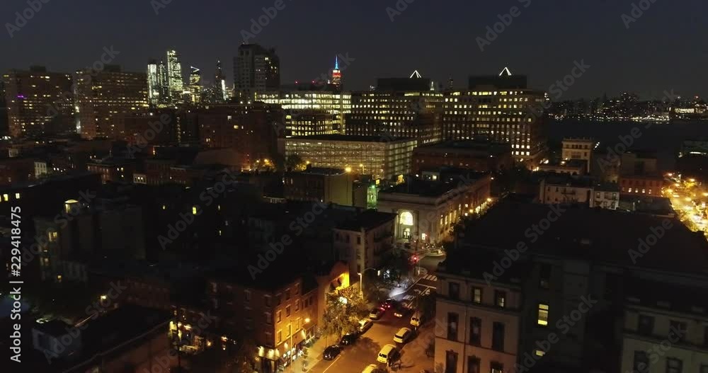 Aerial of Hoboken, New Jersey at Night Aerial of Hoboken, New Jersey at Night