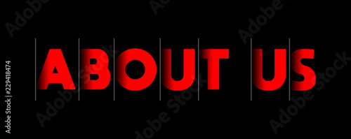 About Us - red text written on black background