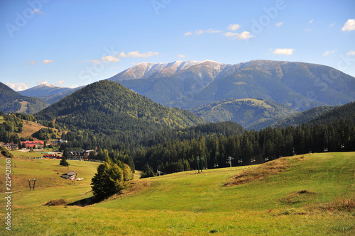 View of Donovaly ski resort on summer