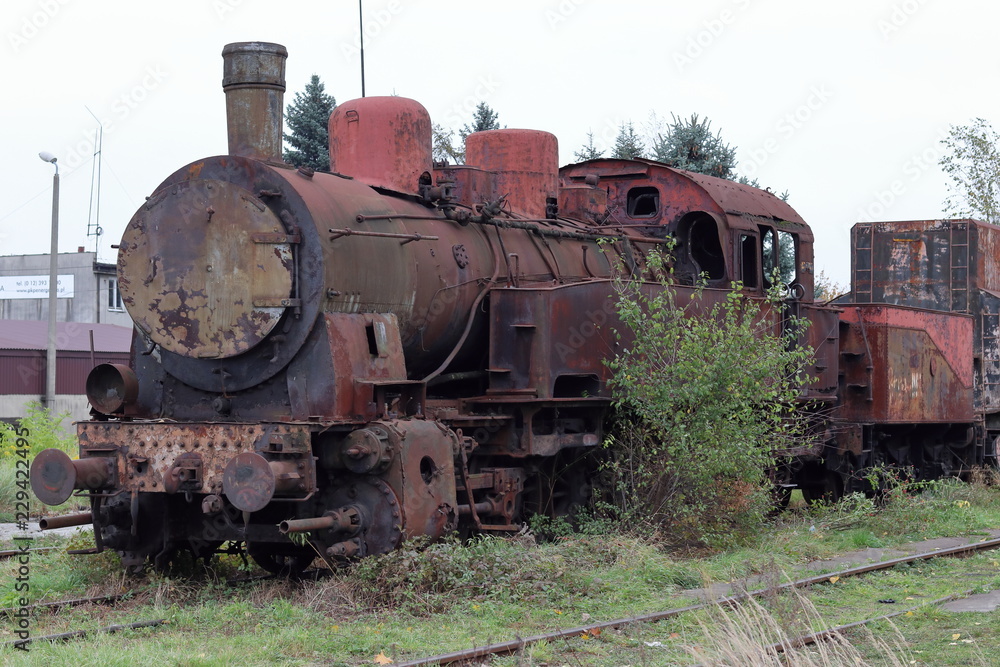 Old locomotive, abandoned, rusty, Krakow, Plaszow Old locomotive, abandoned, rusty, Krakow, Plaszow