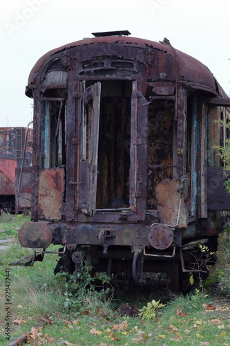 Old train wagon, abandoned, rusty, Krakow, Plaszow photo