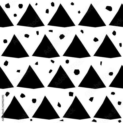 Handmade contrast seamless pattern. Childish craft monochrome wallpaper for birthday card, baby nappy, school party advertising, shop sale poster, holiday wrapping paper, textile, bag print etc.