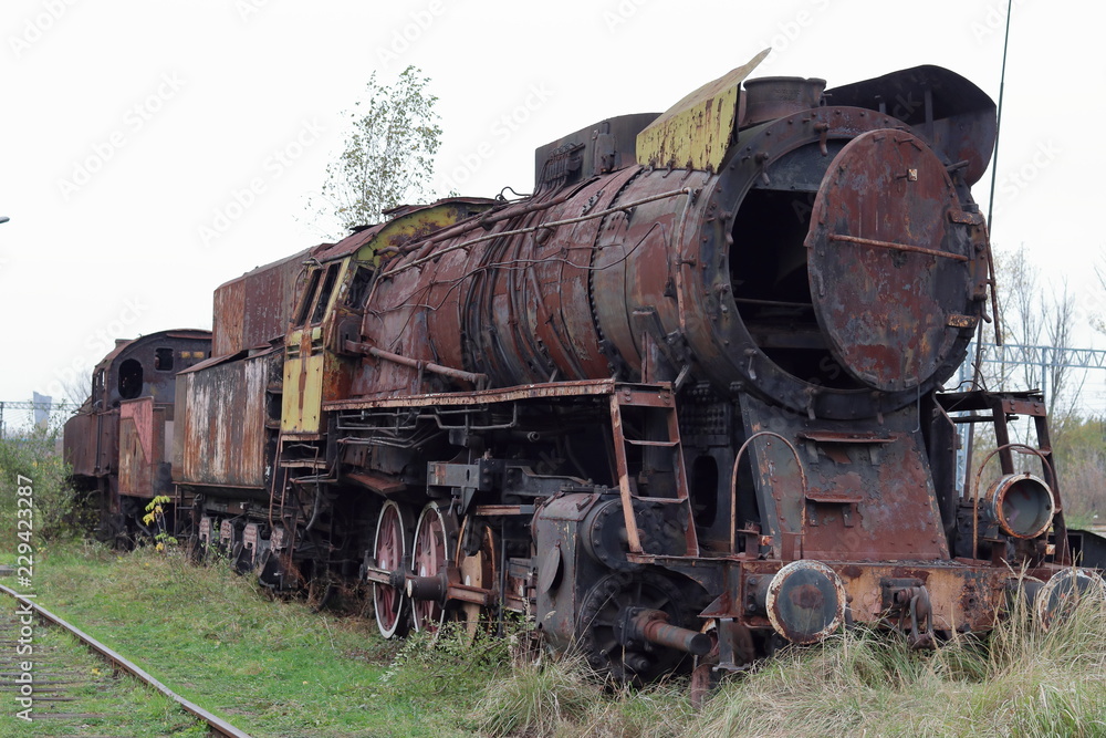 Old locomotive, abandoned, rusty, Krakow, Plaszow Old locomotive, abandoned, rusty, Krakow, Plaszow