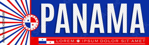 Panama patriotic banner design, typographic vector illustration, Panamanian flag colors