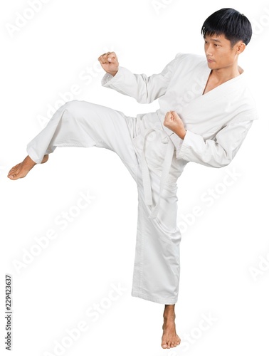 Portrait of an Asian Martial Artist Practicing
