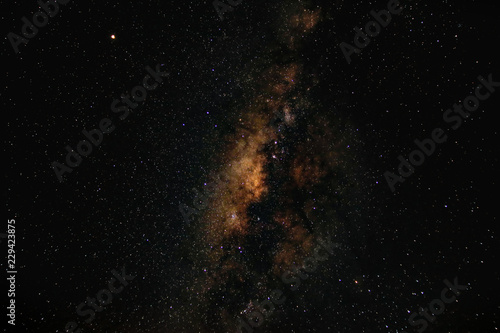 The milky way seen under the sky at midnight.
