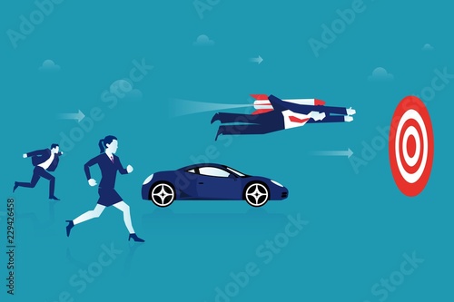 Business people competing by different ways
