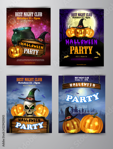 Halloween vertical background with pumpkins