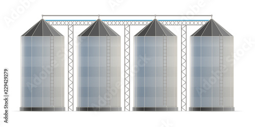 Creative vector illustration of agricultural silo storehouse for grain storage elevator isolated on transparent background. Art design farm template. Abstract concept graphic wheat, corn tank element