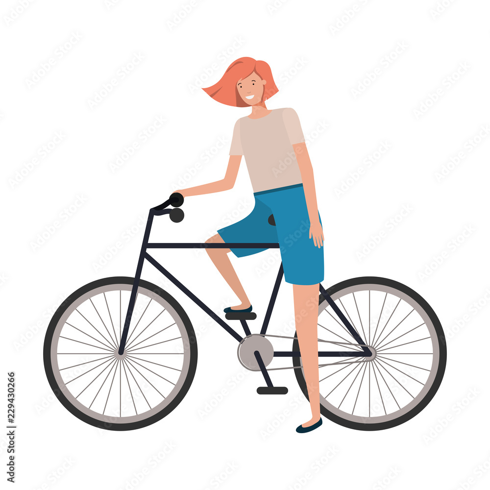 young woman with bicycle avatar character young woman with bicycle avatar character