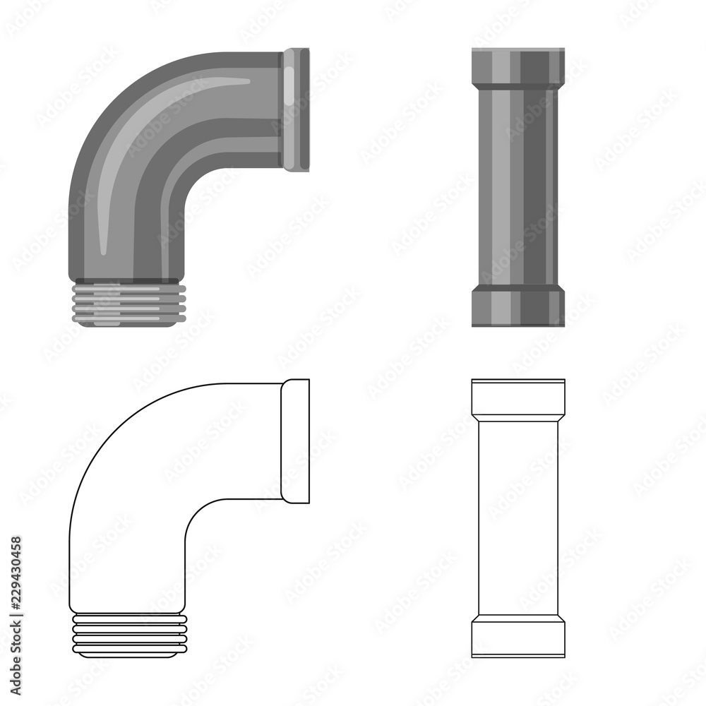 Vector illustration of pipe and tube sign. Set of pipe and pipeline vector icon for stock. Vector illustration of pipe and tube sign. Set of pipe and pipeline vector icon for stock.