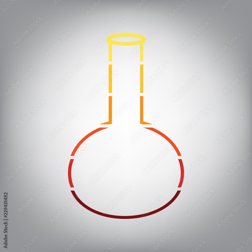 Tube. Laboratory glass sign. Vector. Horizontally sliced icon with colors from sunny gradient in gray background. Illustration. Tube. Laboratory glass sign. Vector. Horizontally sliced icon with colors from sunny gradient in gray background. Illustration.