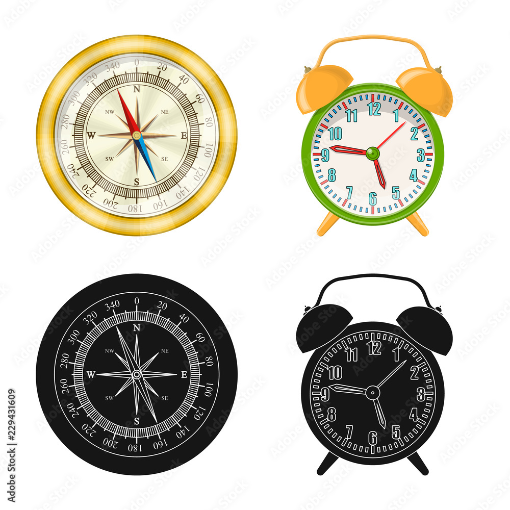 Vector illustration of clock and time symbol. Set of clock and circle stock vector illustration. Vector illustration of clock and time symbol. Set of clock and circle stock vector illustration.