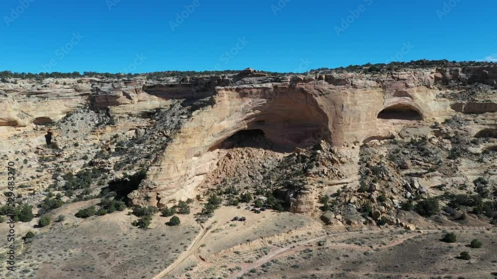 Aerial Utah desert San Rafael Swell natural arch. Reef geologic 