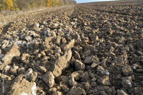 Autumn plowing field