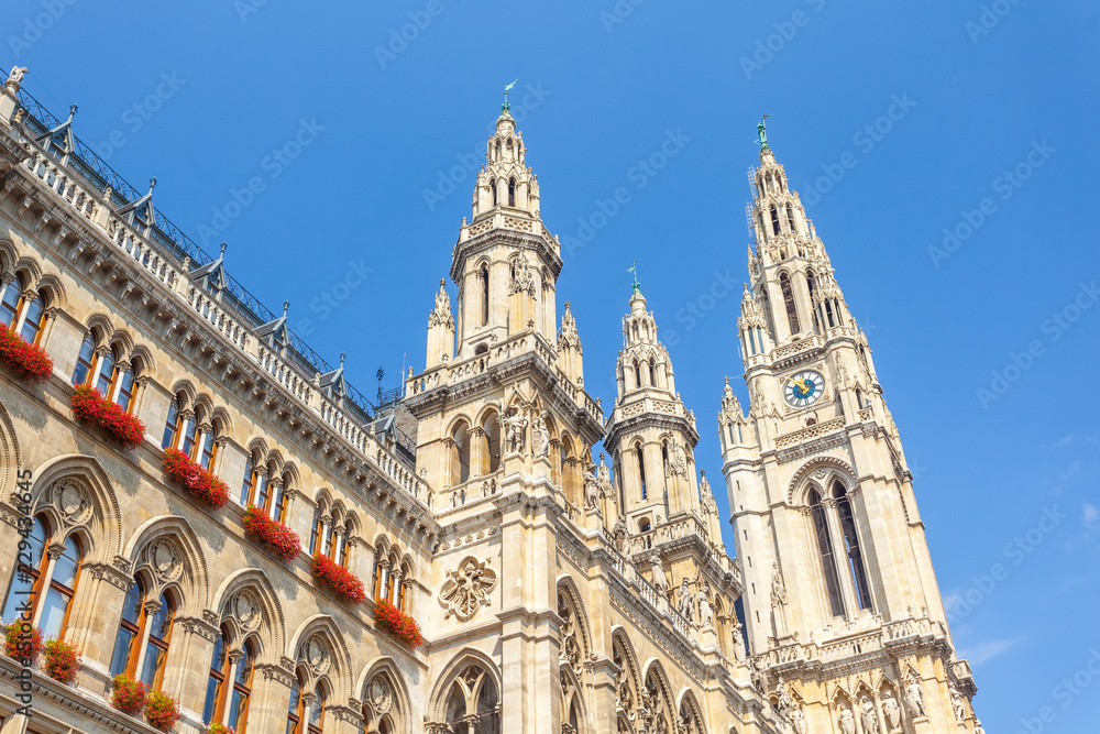 Tall gothic building of Vienna city hall