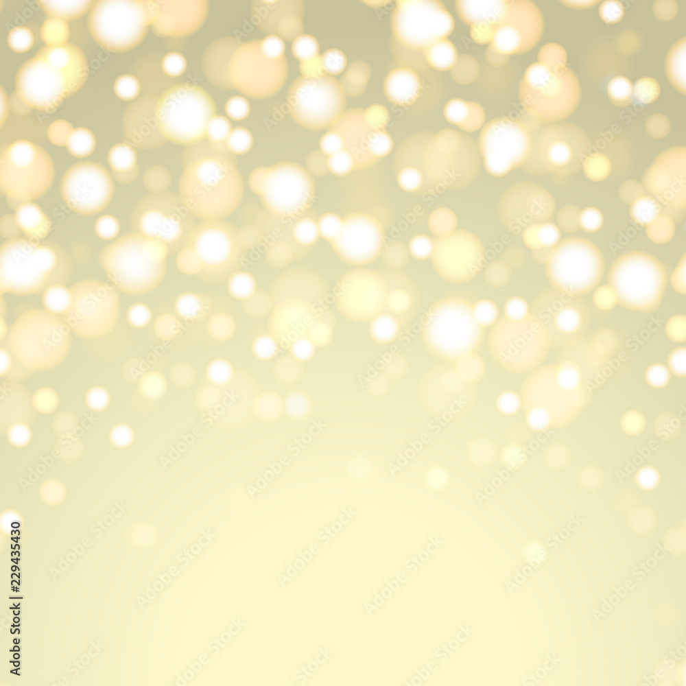 Christmas background with defocused gold lights. Vector.