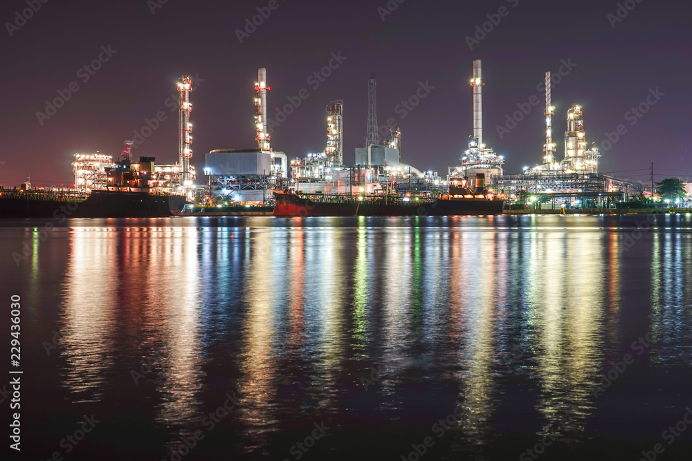 Beautiful sunset  petrochemical oil refinery factory plant cityscape , landscape Thailand