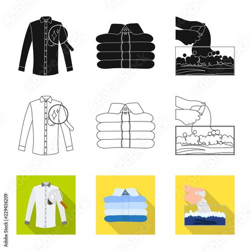 Isolated object of laundry and clean logo. Collection of laundry and clothes vector icon for stock.