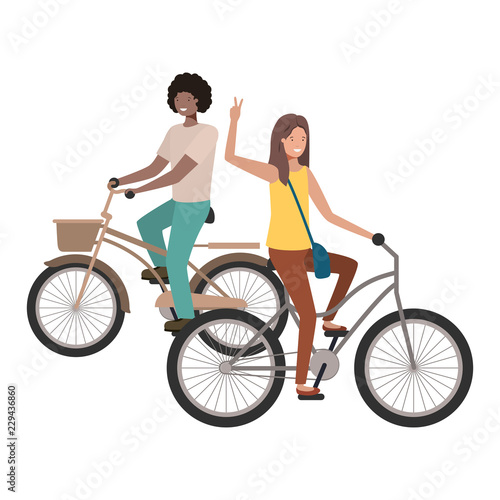 couple with bicycle avatar character