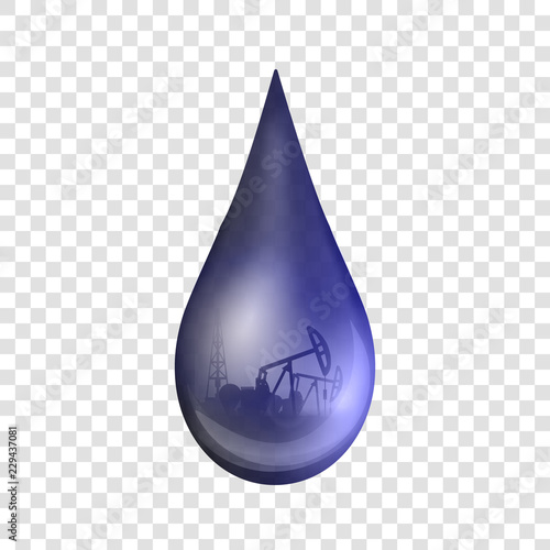Creative vector illustration of petroleum drop, droplet of a crude gasoline or oil from pump industry, barrel isolated on transparent background. Art design template. Abstract concept graphic element