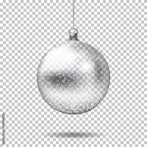 Transparent realistic christmas ball, isolated.