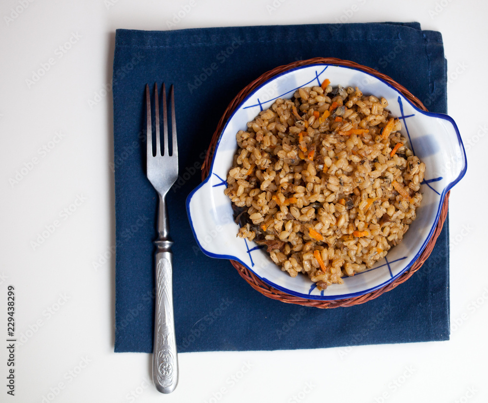 Spelt porridge with mushrooms and vegetables Spelt porridge with mushrooms and vegetables