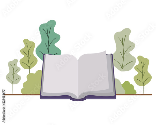 open book with landscape isolated icon