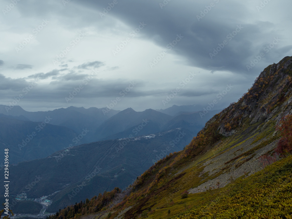 Fototapeta premium Beautiful view from the mountains of Krasnaya Polyana Sochi