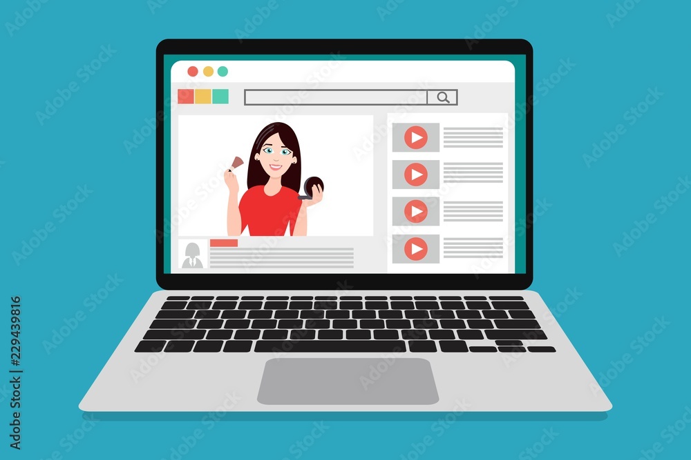 Online education with influence video blogger showing makeup tutorial. Online education with influence video blogger showing makeup tutorial.