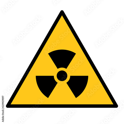 Radioactive material sign. Symbol of radiation alert, hazard or risk. Simple flat vector illustration in black and yellow