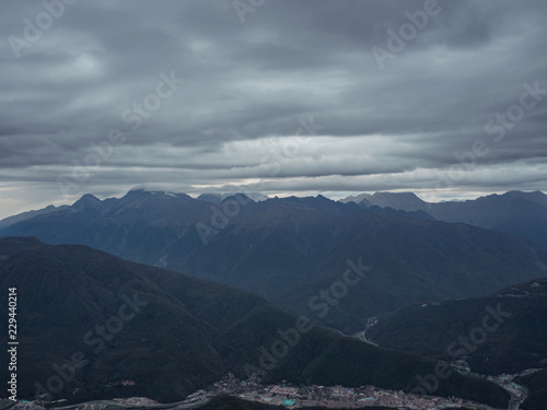 Beautiful view from the mountains of Krasnaya Polyana Sochi