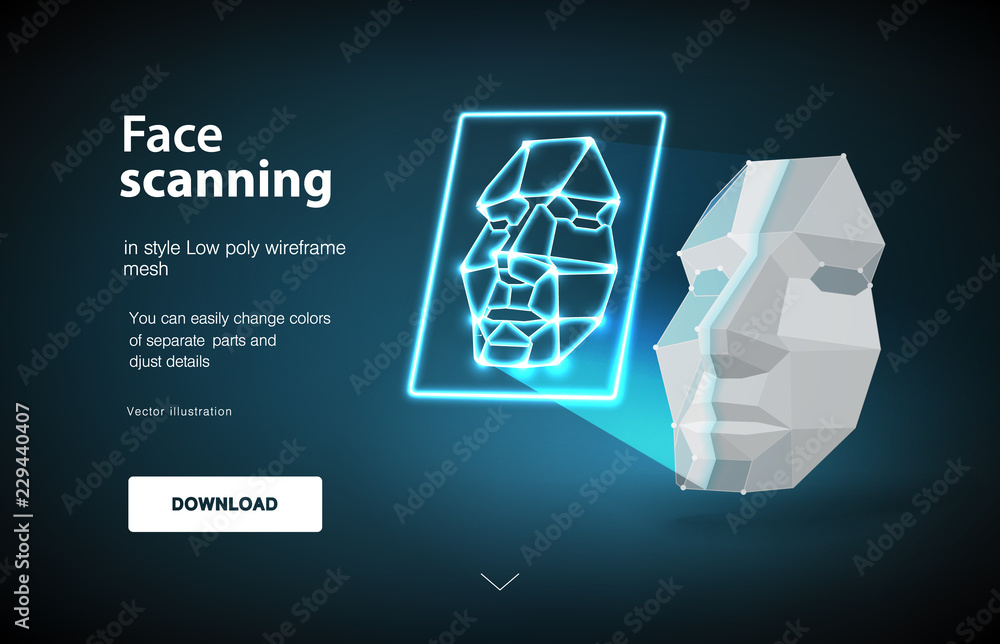 Creating an electronic key. Concept of face scanning. Concept of face ...