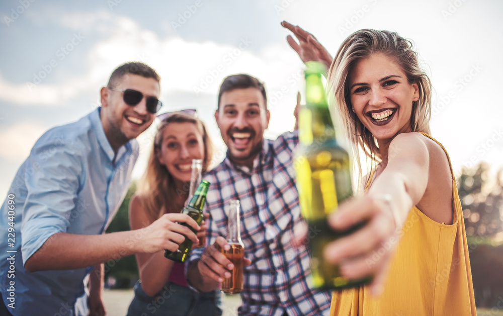 It's party time. Group of young people enjoying in party outdoors. Lifestyle, fun concept It's party time. Group of young people enjoying in party outdoors. Lifestyle, fun concept