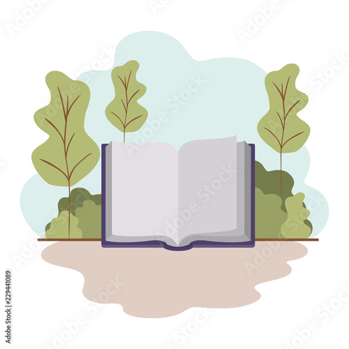 open book with landscape isolated icon