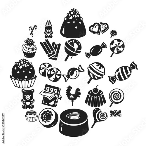 Sweet candy icon set. Simple set of sweet candy vector icons for web design on white background