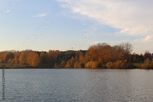 autumn landscape with lake and trees