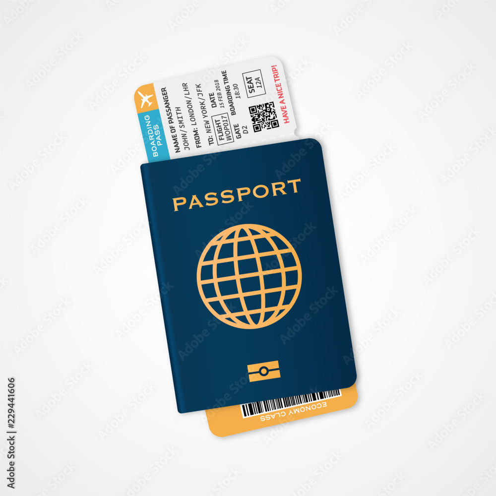 Vector passport with tickets. Air travel concept. Flat Design ...